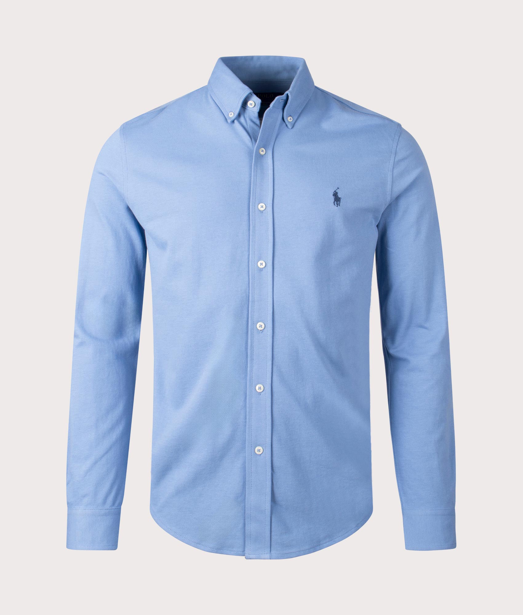 Polo Ralph Lauren Featherweight Mesh Shirt Campus Blue at EQVVS Menswear Front Shot