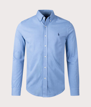 Polo Ralph Lauren Featherweight Mesh Shirt Campus Blue at EQVVS Menswear Front Shot