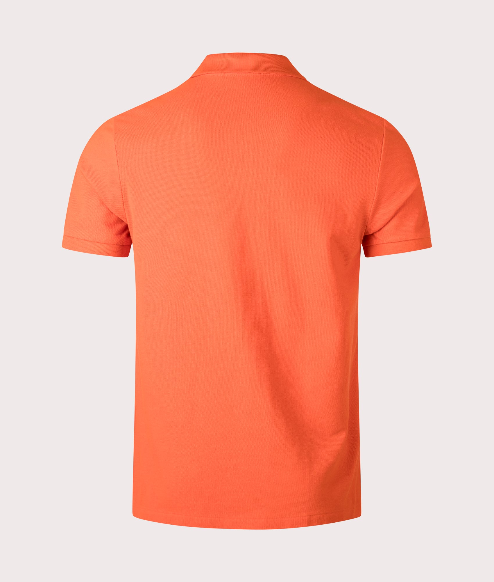 Polo Ralph Lauren Custom Slim Fit Mesh Polo Shirt in College Orange. Shot at EQVVS. Back shot. 