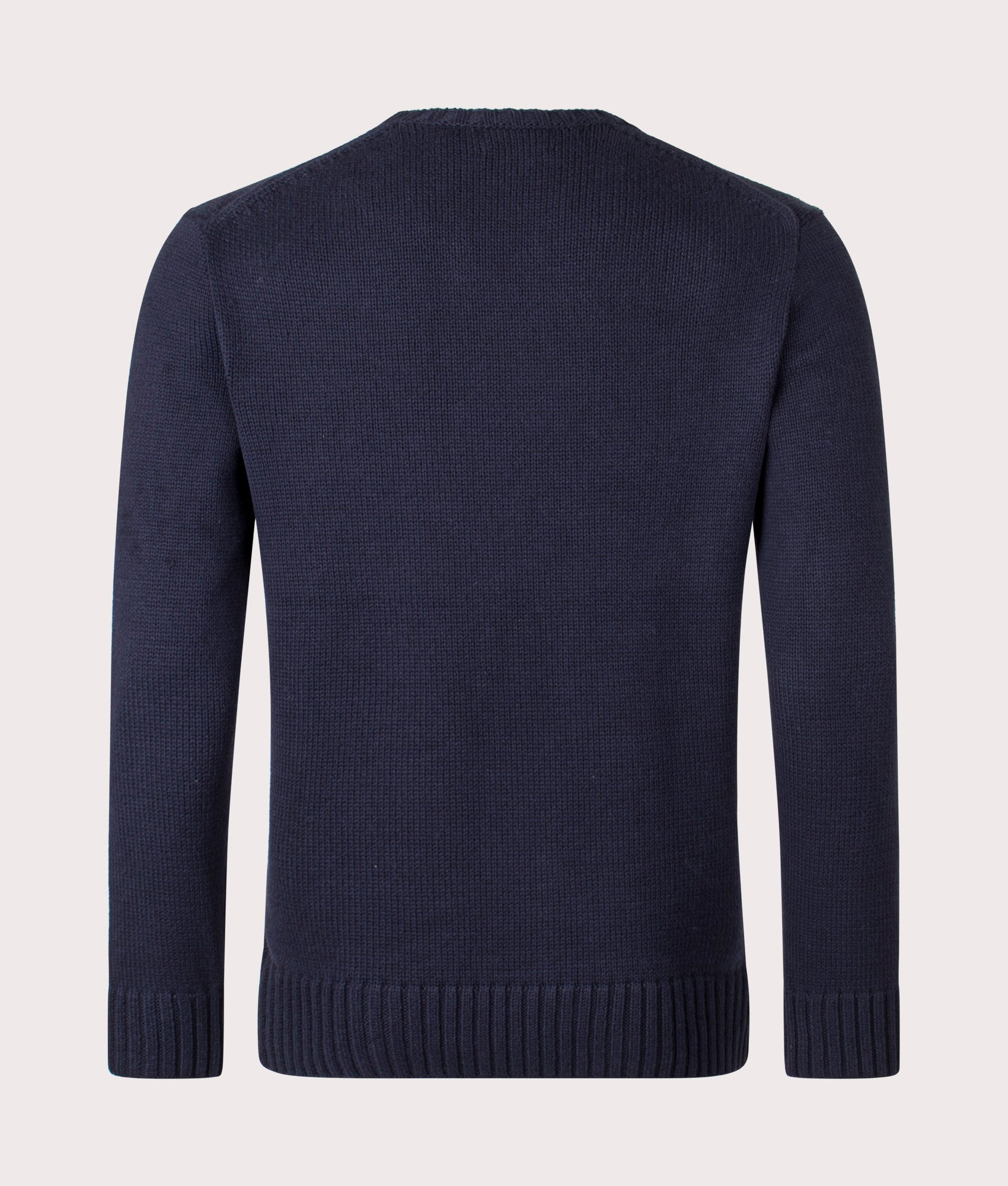 Polo Ralph Lauren Logo-Intarsia Cotton Jumper  in Hunter Navy Combo, 100% Cotton. EQVVS Back Shot.