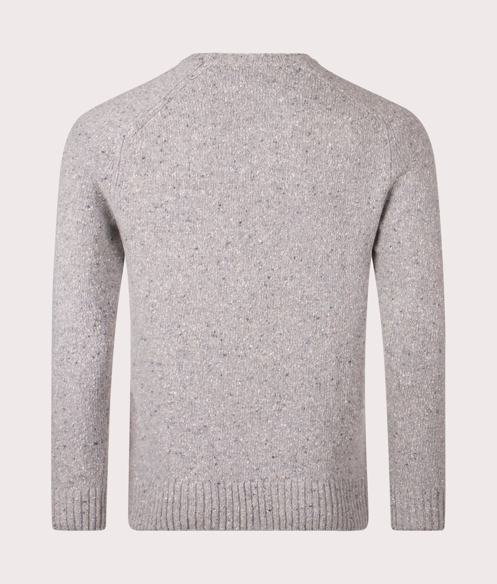 Polo Ralph Lauren Speckled Wool-Blend Crewneck Jumper in Grey Donegal. EQVVS Back Shot.