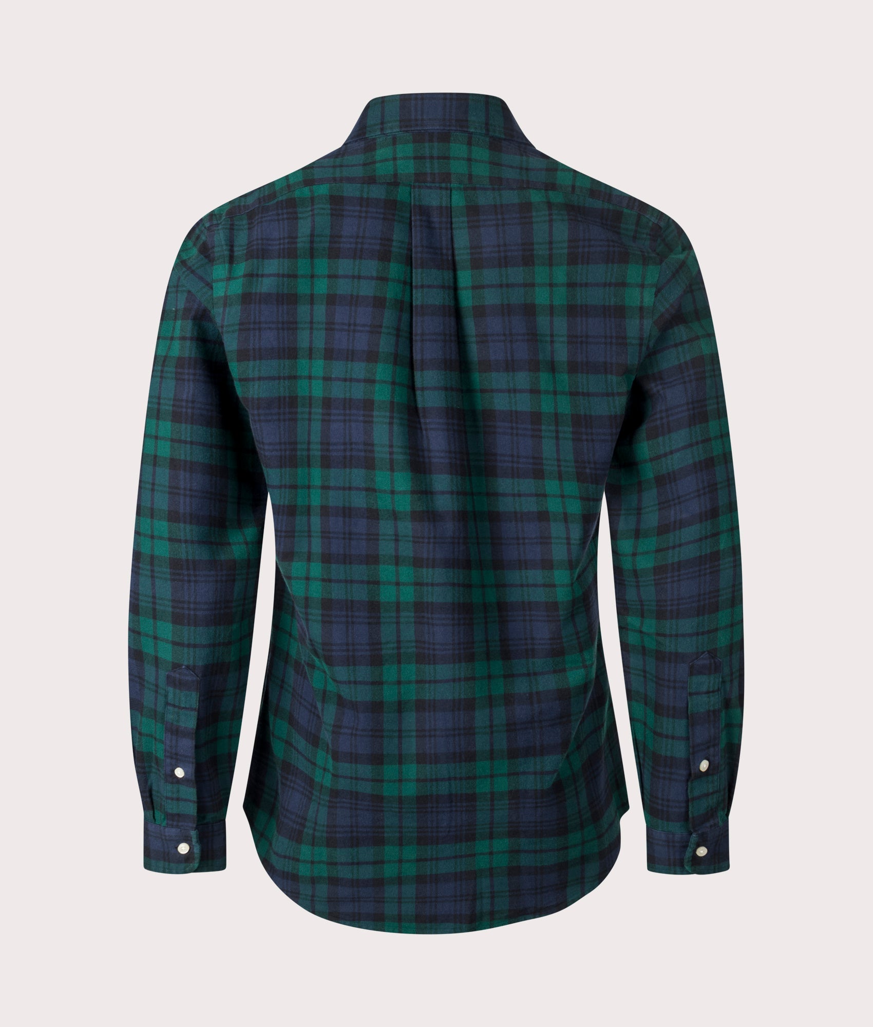 Custom Slim Fit Plaid Brushed Oxford Shirt in Navy/Green Multi | 100% Cotton | Polo Ralph Lauren | EQVVS | Back shot 