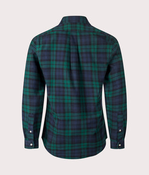 Custom Slim Fit Plaid Brushed Oxford Shirt in Navy/Green Multi | 100% Cotton | Polo Ralph Lauren | EQVVS | Back shot 