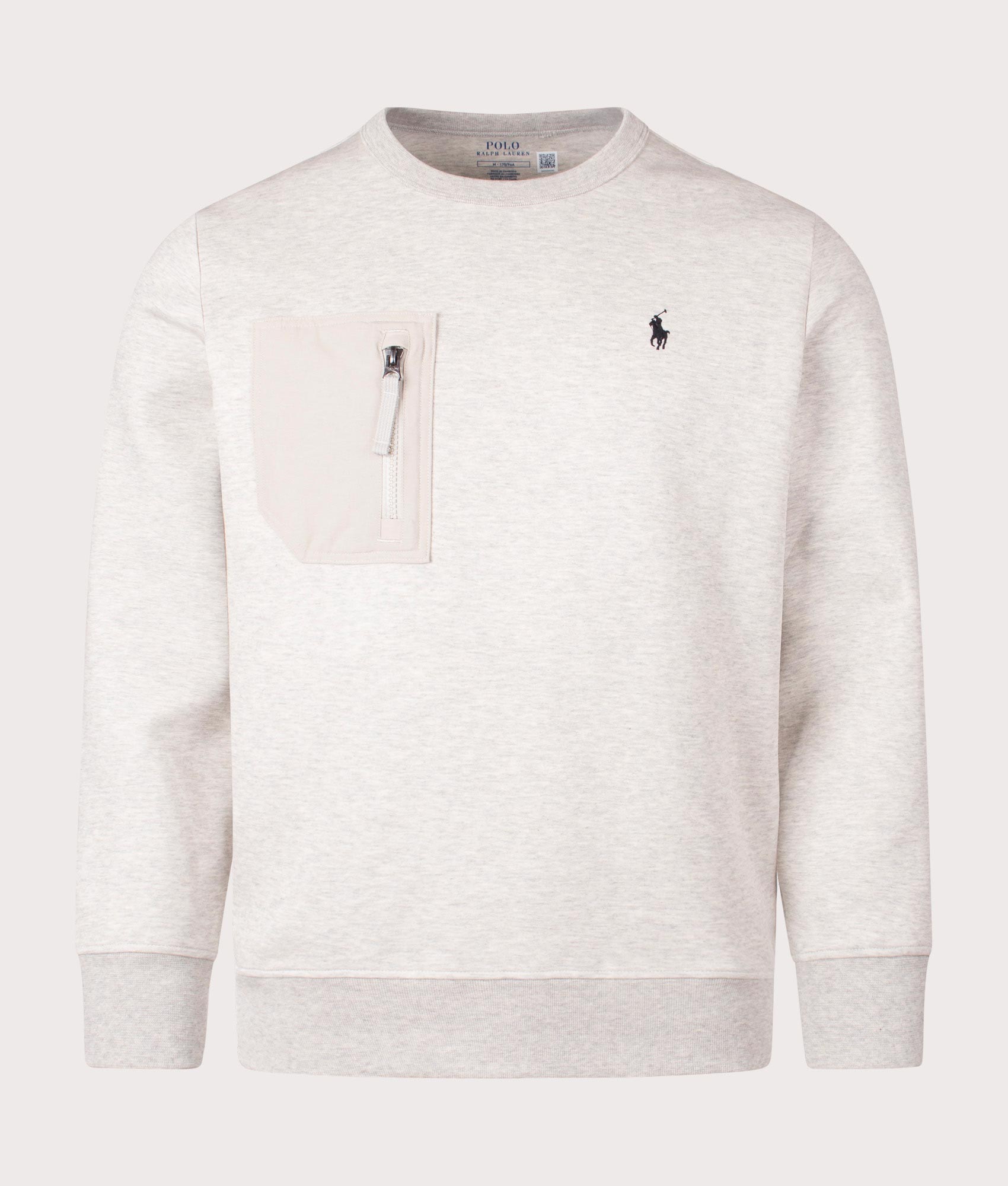 Polo Ralph Lauren Pocket Zip Sweatshirt in Light Grey Sport Heather at EQVVS Front Shot