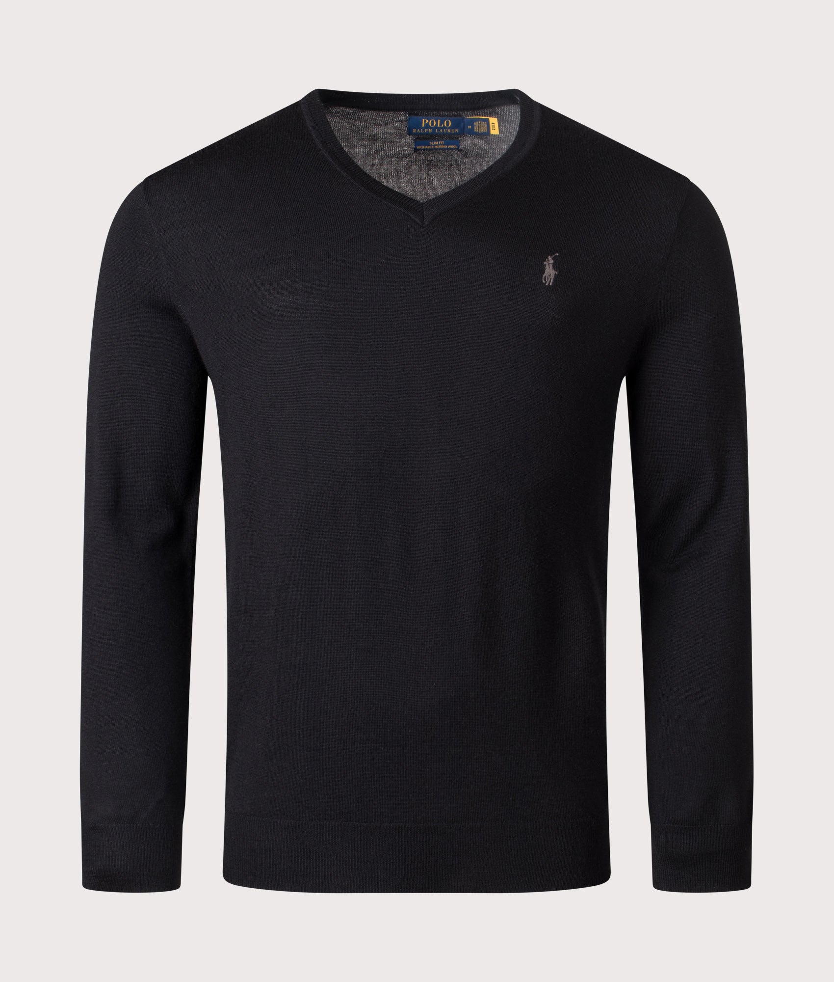 Slim Fit Wool Sweatshirt in Polo Black. 100% Wool | Polo Ralph Lauren | EQVVS | Front shot 