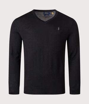 Slim Fit Wool Sweatshirt in Polo Black. 100% Wool | Polo Ralph Lauren | EQVVS | Front shot 