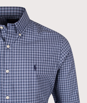 Custom Fit Plaid Stretch Poplin Shirt. Shot by EQVVS. Detail shot.