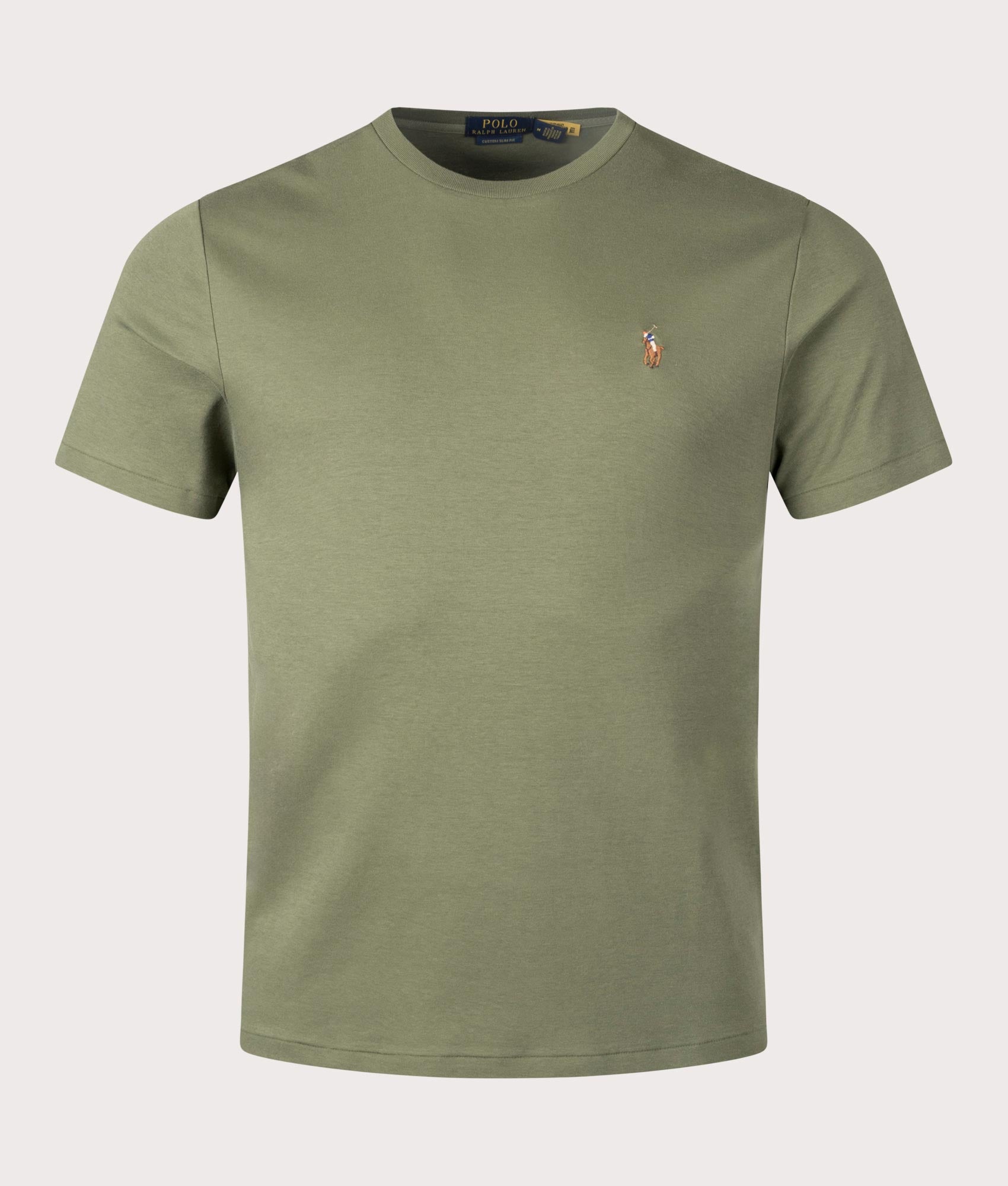 Custom Slim Fit Soft Cotton T-Shirt in Garden Trail by Polo Ralph Lauren. EQVVS Shot