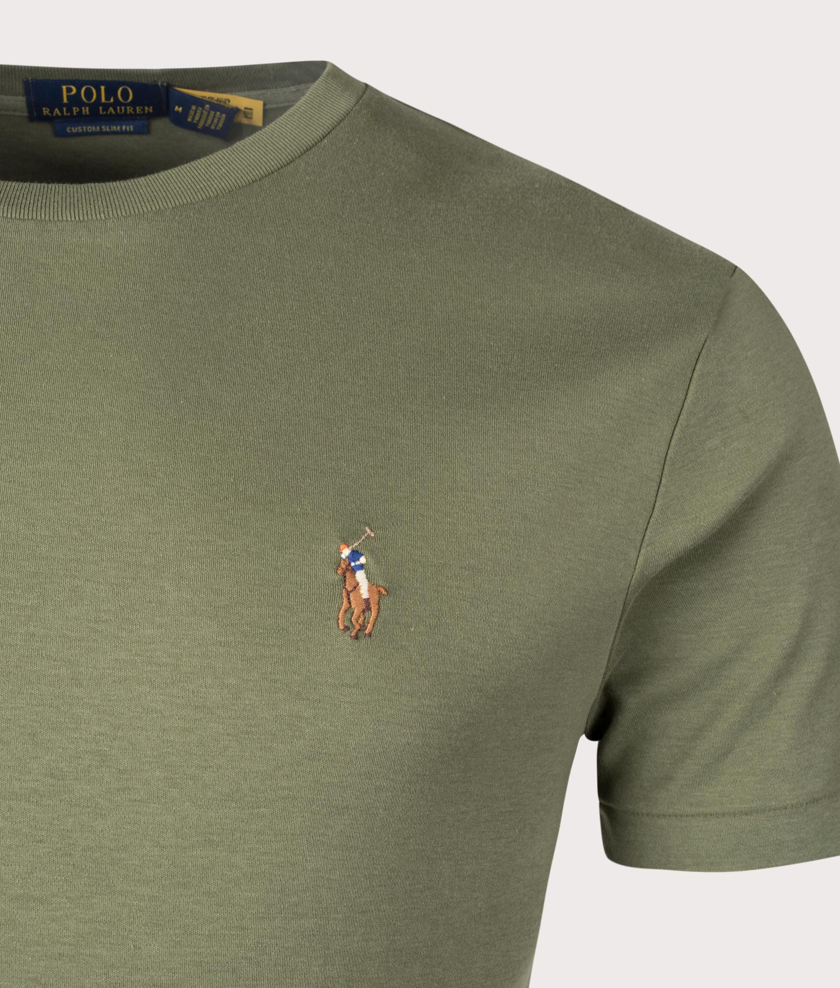 Custom Slim Fit Soft Cotton T-Shirt in Garden Trail by Polo Ralph Lauren. EQVVS Shot