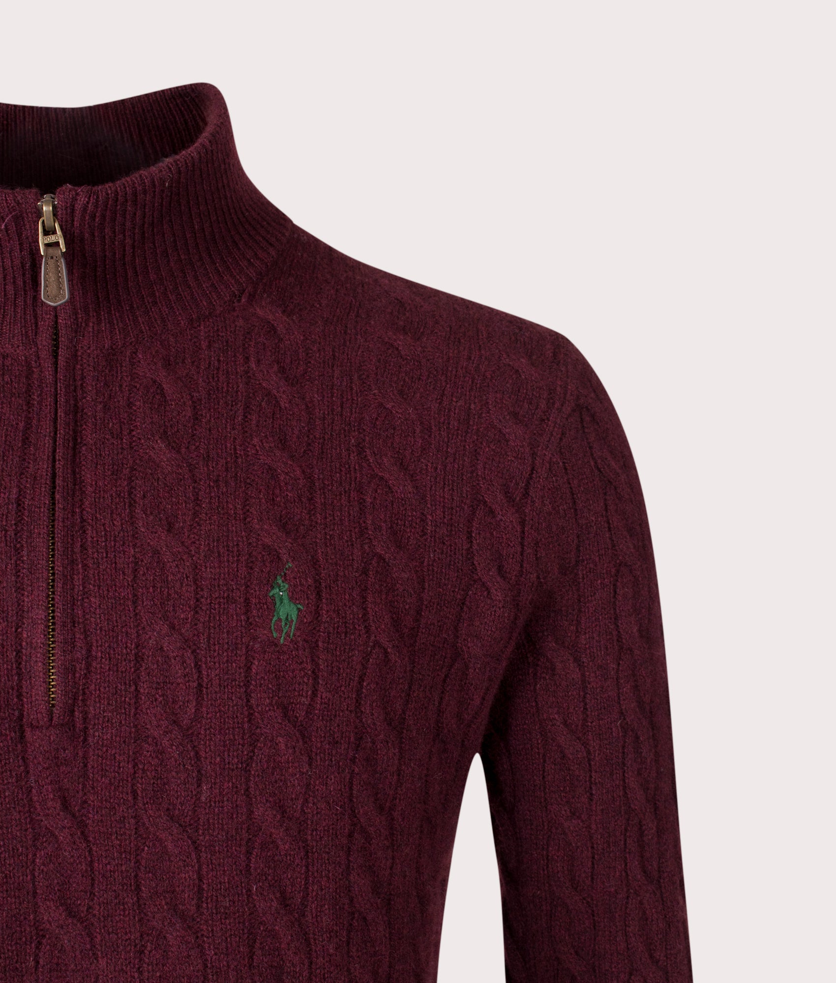 Cashmere Blend Quarter Zip Jumper in Wine | Polo Ralph Lauren | EQVVS