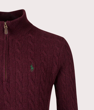 Cashmere Blend Quarter Zip Jumper in Wine Polo Ralph Lauren EQVVS