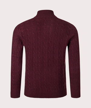 Cashmere Blend Quarter Zip Cable Knit Jumper in Aged Wine Heather | Polo Ralph Lauren | EQVVS | Back shot 
