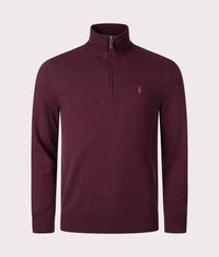 Merino Wool Quarter Zip Jumper: 008 Aged Wine Heather 