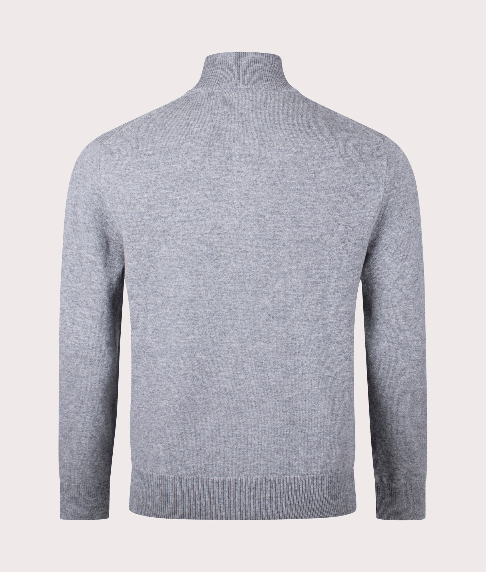 Polo Ralph Lauren Merino Wool Quarter Zip Jumper in Fawn Grey Back Shot at EQVVS