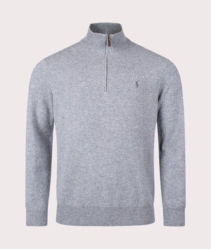 Merino Wool Quarter Zip Jumper Fawn Grey Heather Polo Ralph Lauren