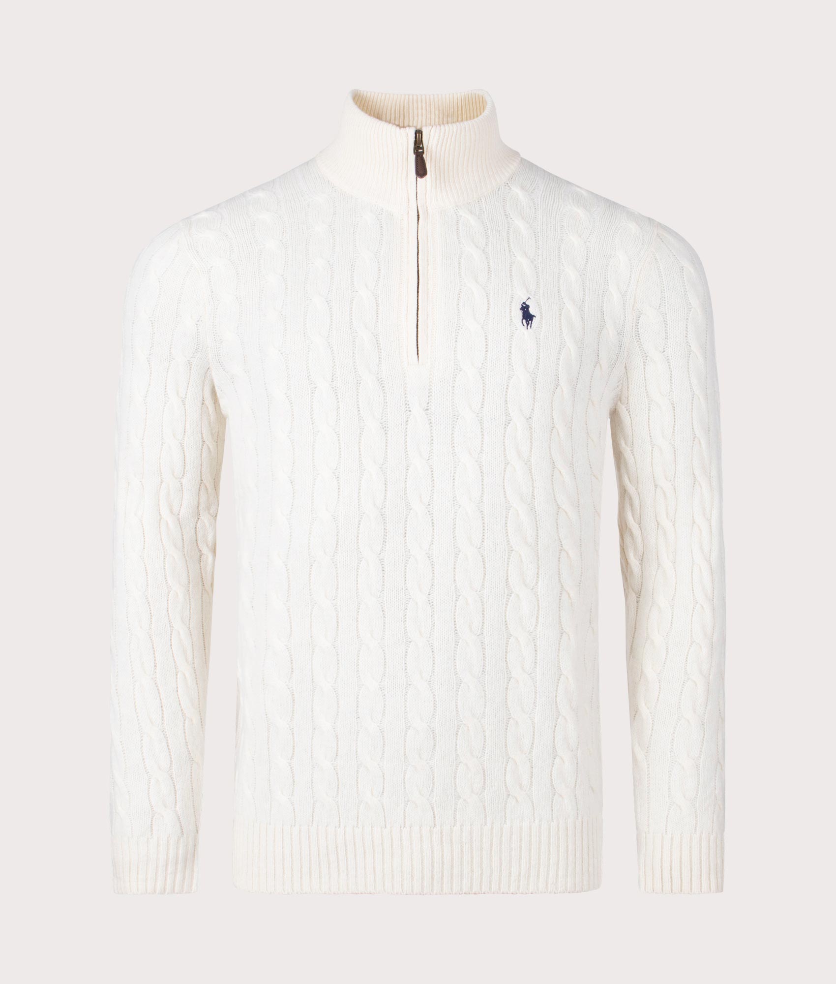 Cashmere Blend Quarter Zip Cable Knit Jumper