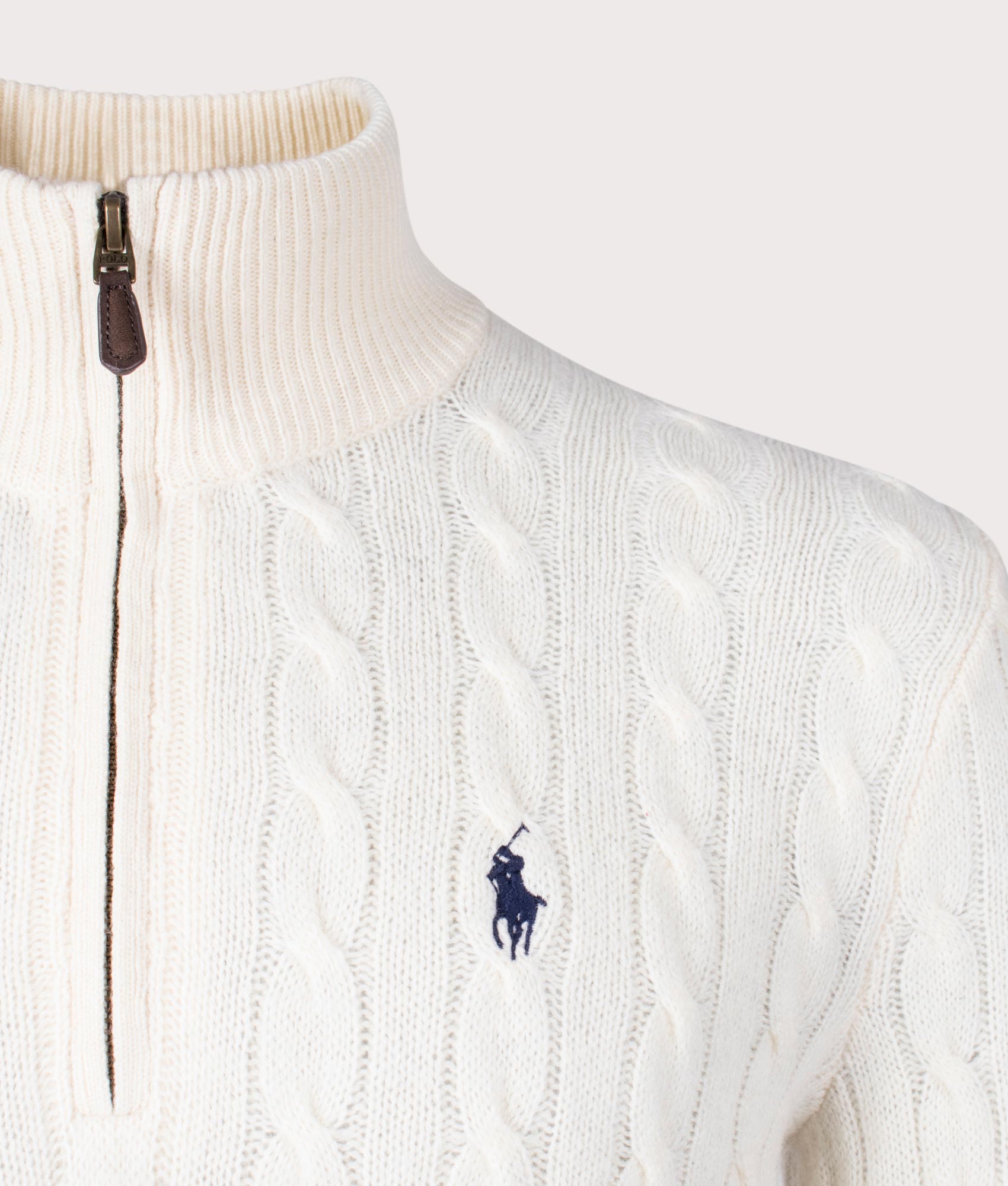 Cashmere Blend Quarter Zip Cable Knit Jumper