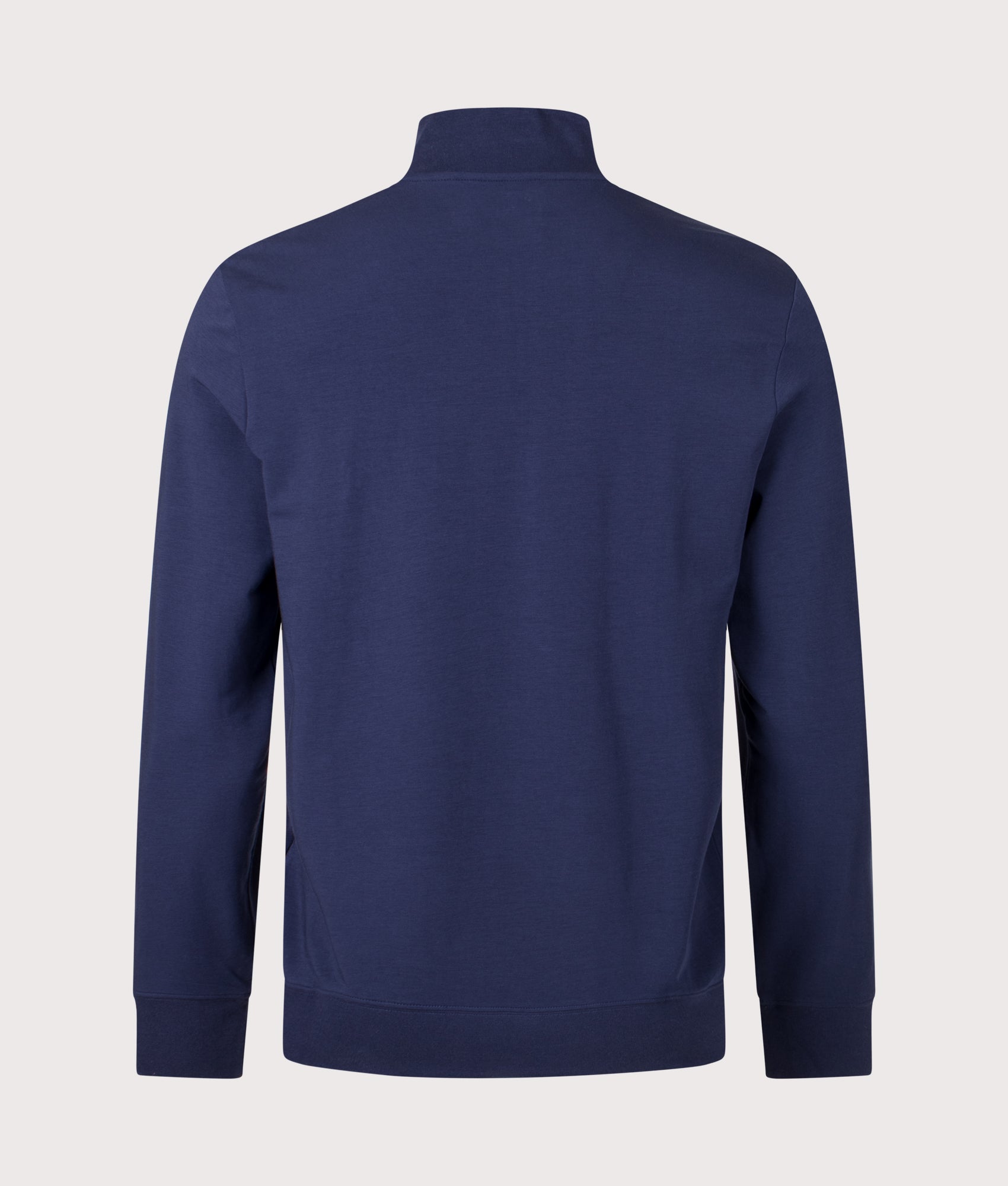 Polo Ralph Lauren Water-Repellent Terry Sweatshirt in Refined Navy. Back angle shot at EQVVS.