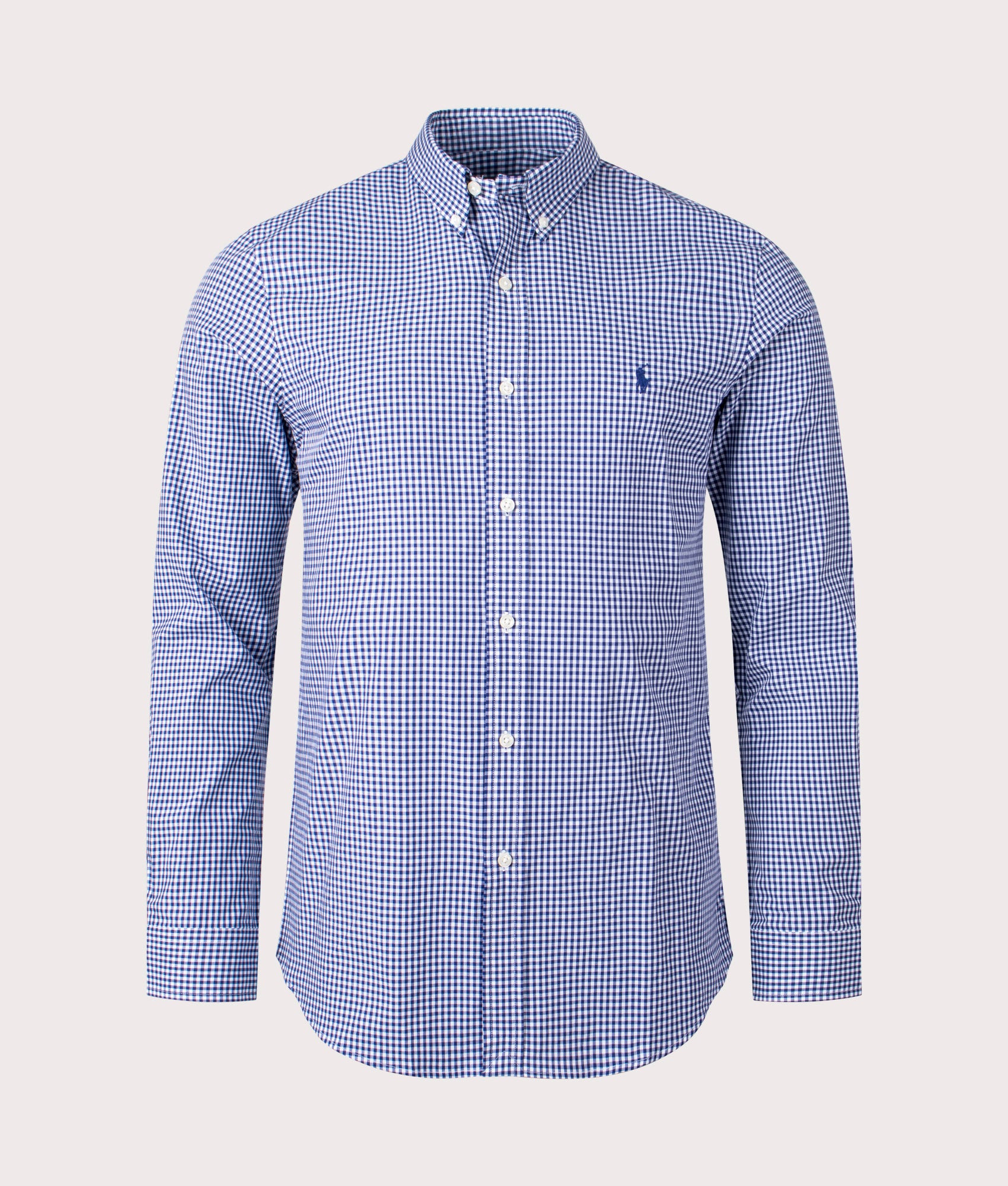 Slim Fit Gingham-Stretch-Poplin-Shirt-009-Navy/White