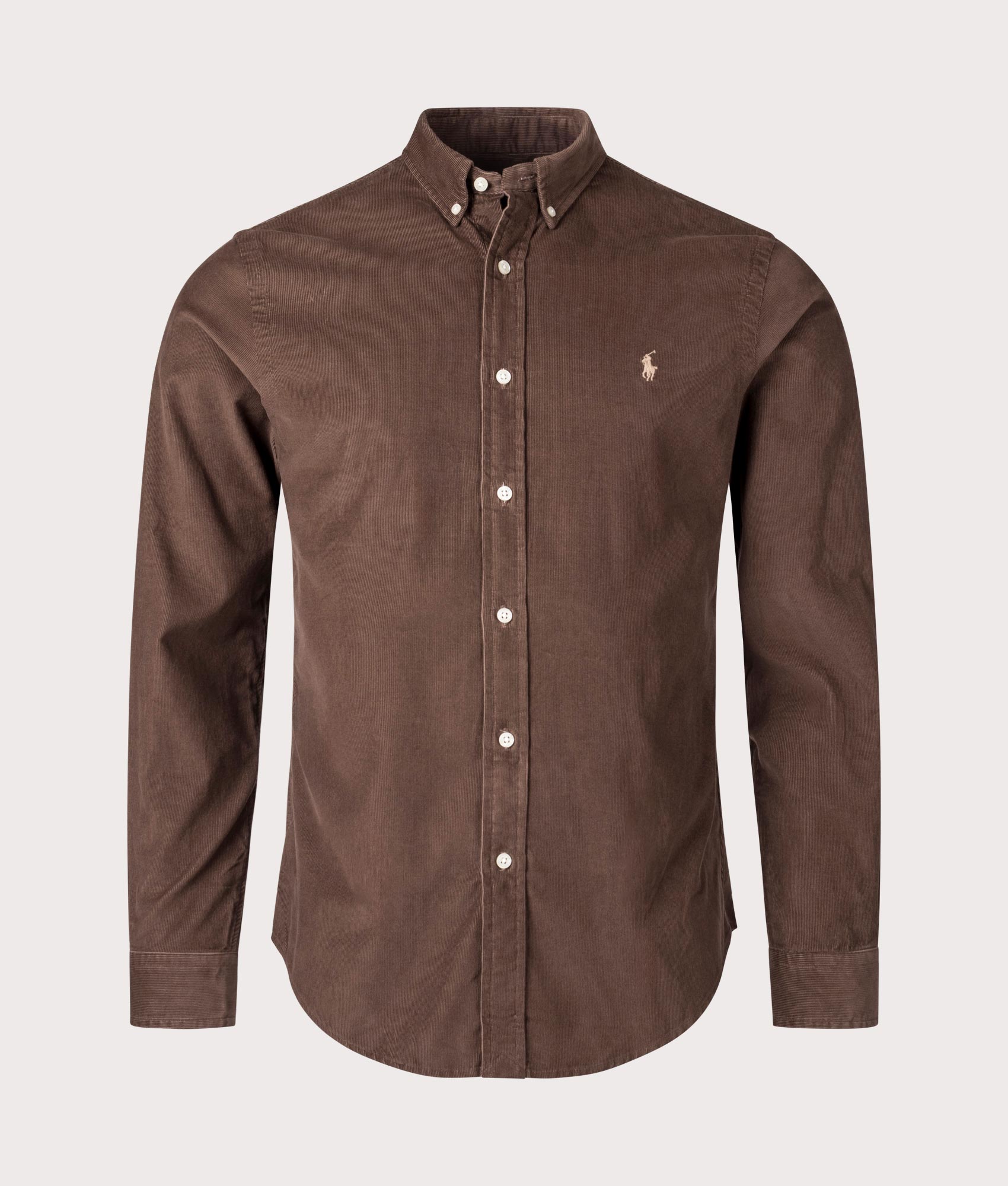 Polo Ralph Lauren Slim Fit Corduroy Shirt Chocolate Mousse at EQVVS