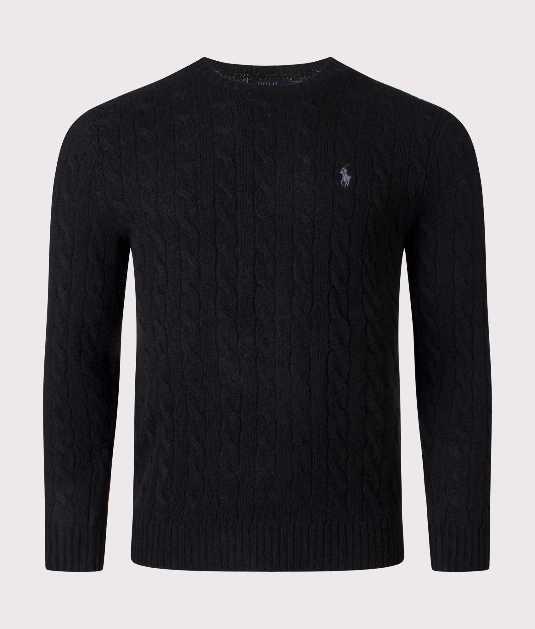 Polo Ralph Lauren Cashmere Blend Cable Knit Jumper in Polo Black at EQVVS Front Shot