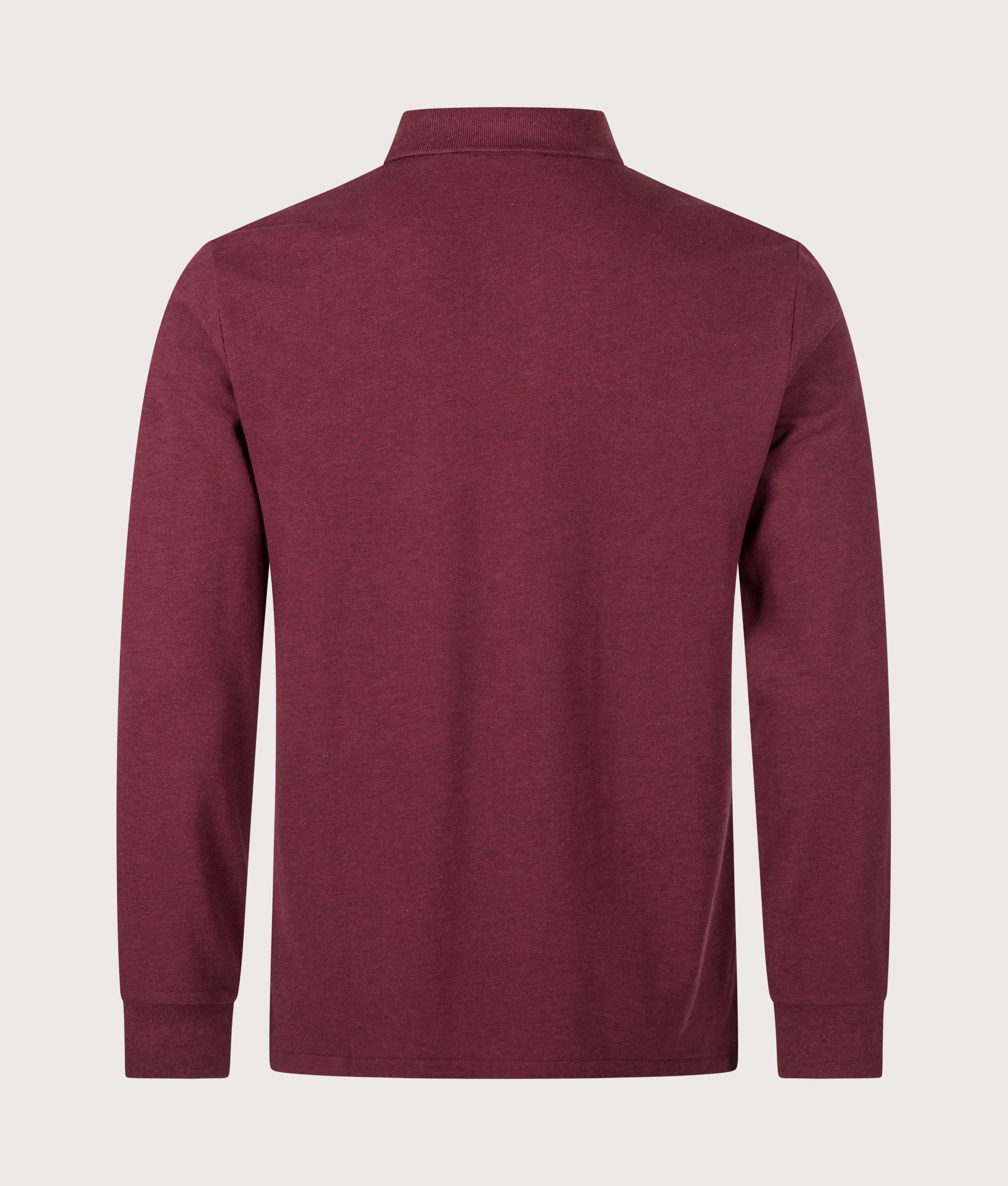 Polo Ralph Lauren Custom Slim Fit Long Sleeve Polo Shirt in Spring Wine Heather at EQVVS Menswear. Back shot.