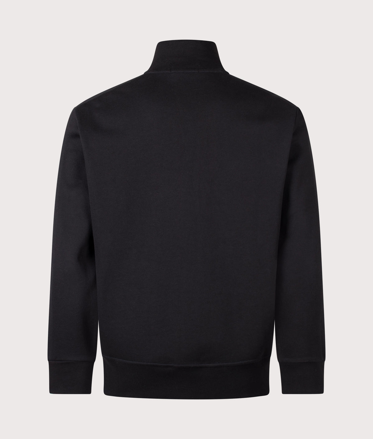 Polo Ralph Lauren Regular Fit Double Knit Track Top in Polo Black at EQVVS Menswear. Back shot.