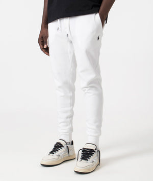 Double Knit Pony Logo Joggers in White by Polo Ralph Lauren. EQVVS Side Angle Shot.