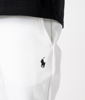 Double Knit Pony Logo Joggers in White by Polo Ralph Lauren. EQVVS Detail Shot.