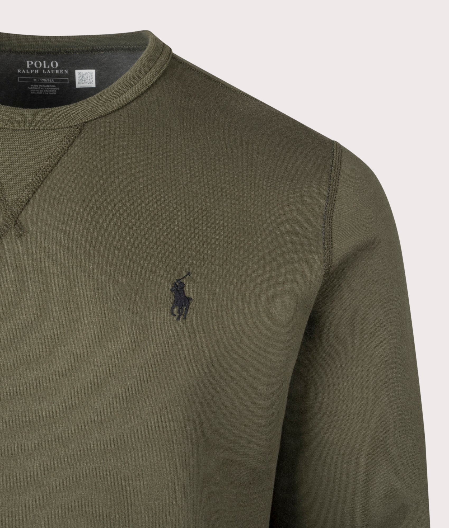 Crew Neck Sweatshirt Company Olive, by Polo Ralph Lauren. Shot at EQVVS. Detail shot. 