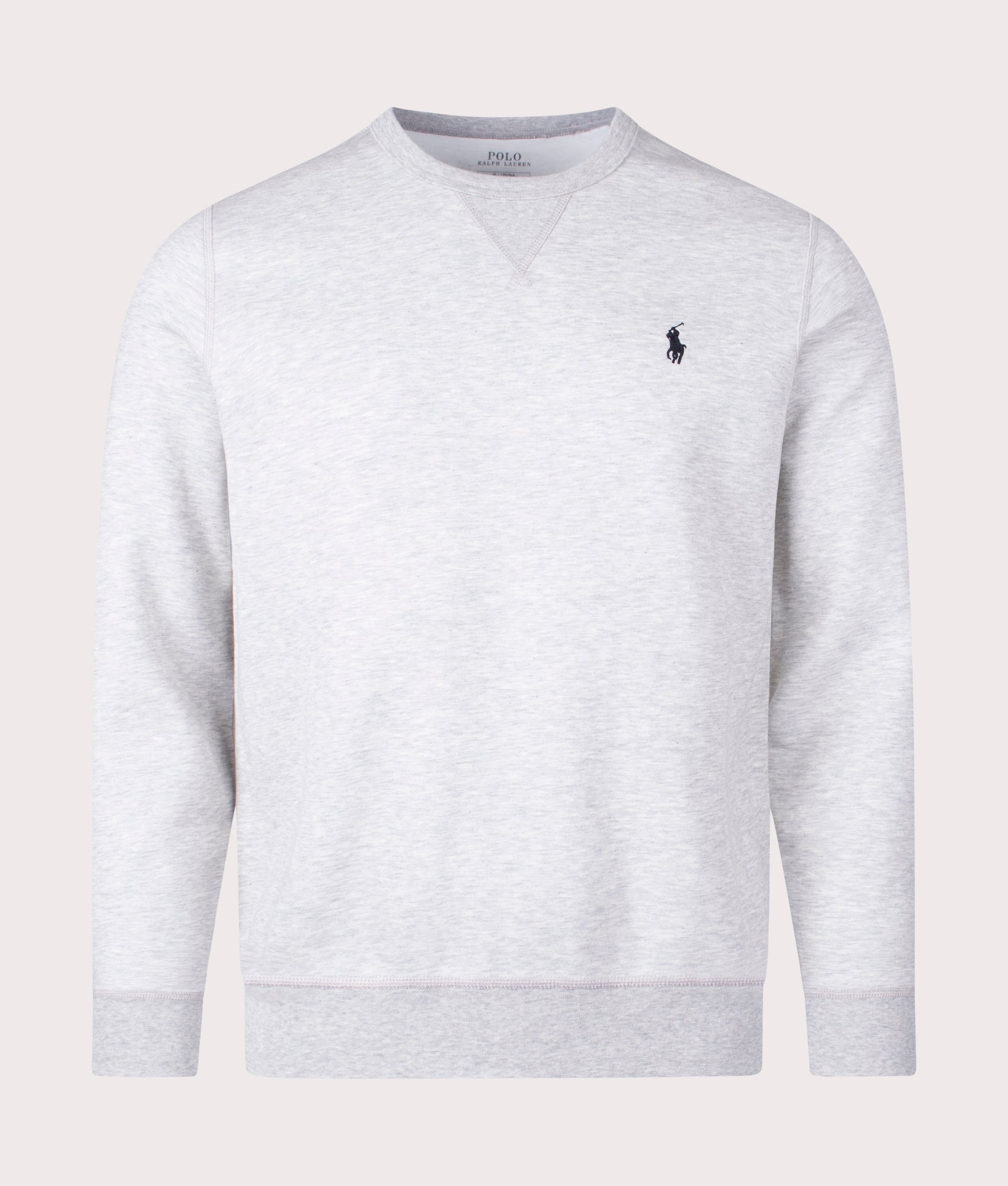 Polo Ralph Lauren Double Knit Sweatshirt in Sport Grey Heather with Polo Black Pony at EQVVS Menswear. Front shot.