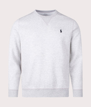 Polo Ralph Lauren Double Knit Sweatshirt in Sport Grey Heather with Polo Black Pony Front Shot at EQVVS