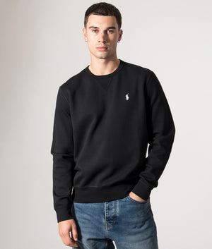 Polo Ralph Lauren Double Knit Sweatshirt in Polo Black at EQVVS Menswear. Model Front Shot.