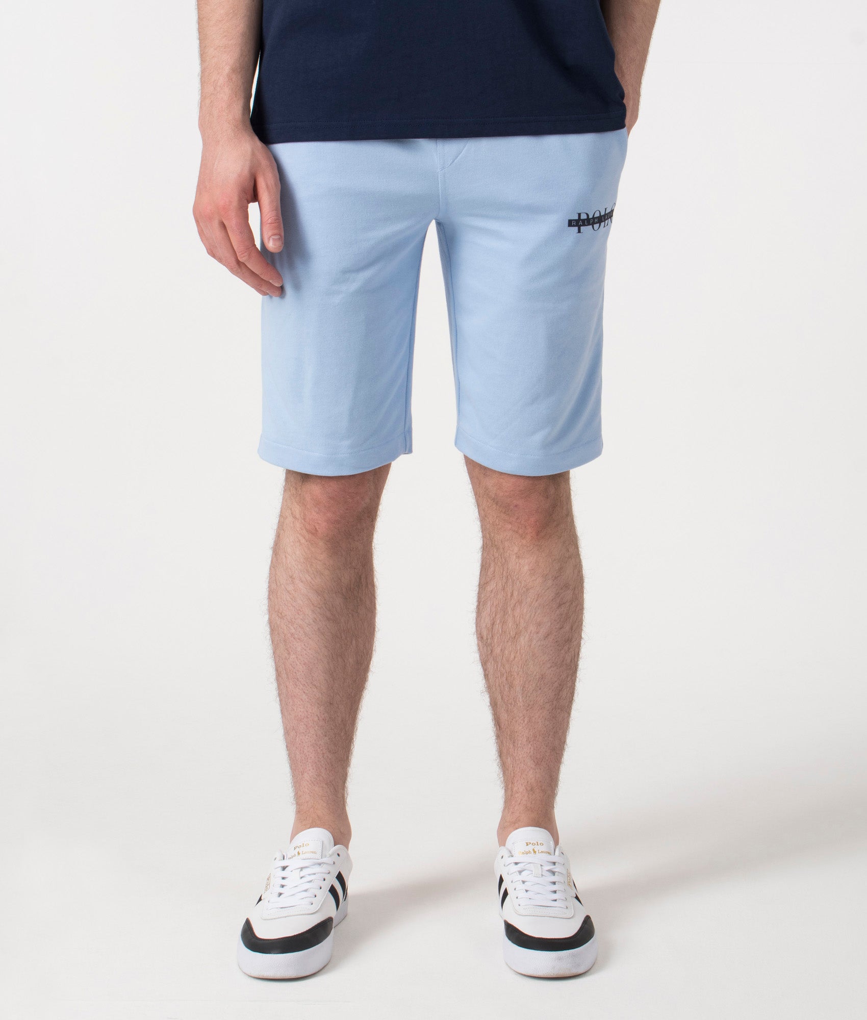 Polo Ralph Lauren Lounge Shorts in Office Blue at EQVVS. Front Shot.