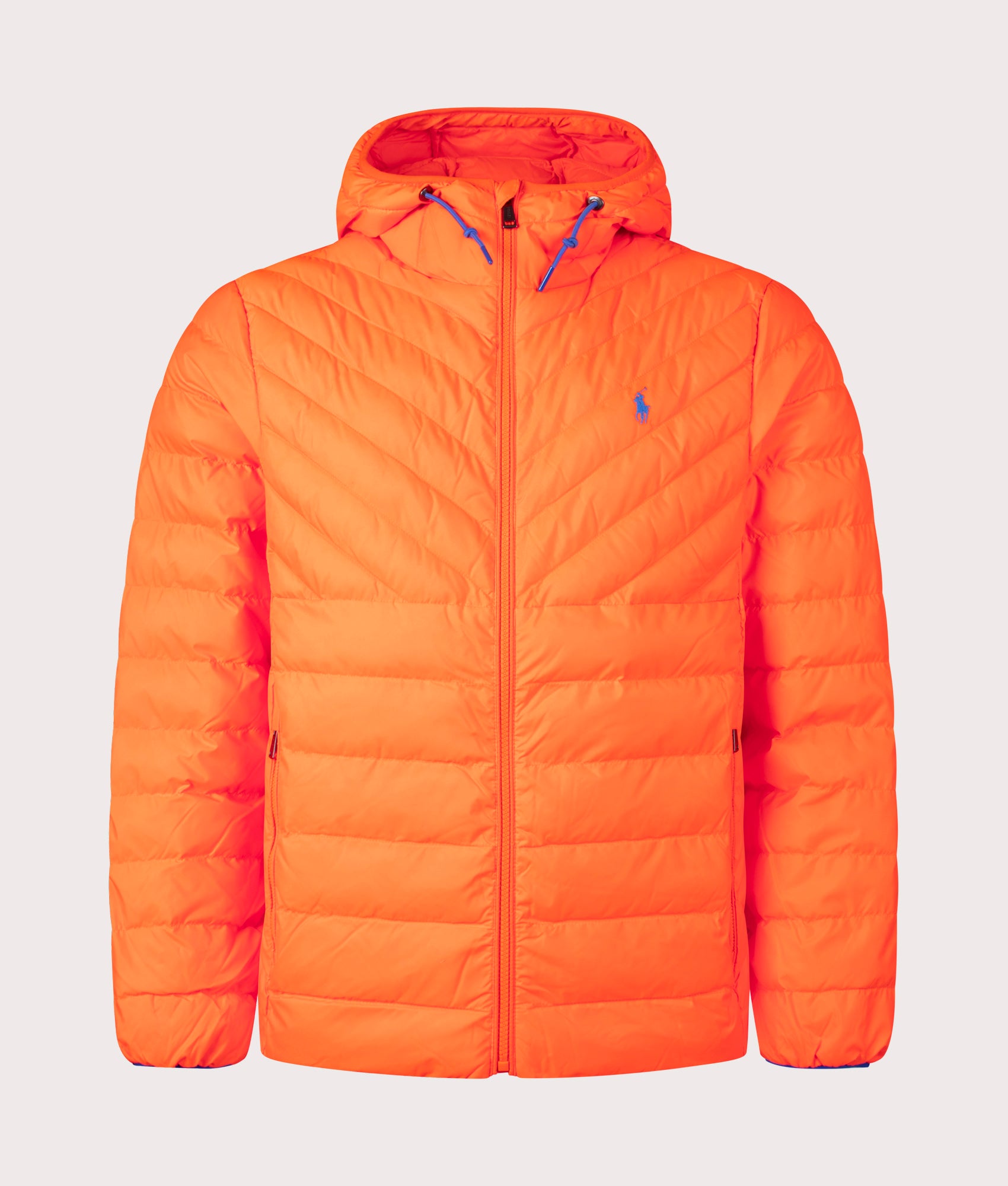 Polo Ralph Lauren Terra Chevron Insulated Bomber Jacket in Sailing Orange Front Shot at EQVVS