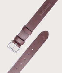 Leather Roller-Buckle Belt: 001 Brown 