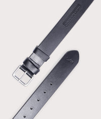 Leather Roller-Buckle Belt: 002 Black 