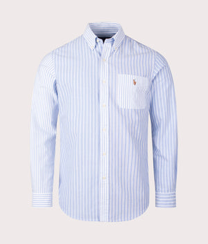 Custom Fit Striped Oxford Fun Shirt by Polo Ralph Lauren. EQVVS Front Angle Shot.