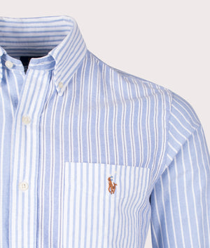 Custom Fit Striped Oxford Fun Shirt by Polo Ralph Lauren. EQVVS Detail Shot.