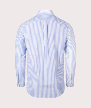 Custom Fit Striped Oxford Fun Shirt by Polo Ralph Lauren. EQVVS Back Angle Shot.