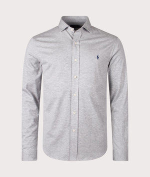 Estate Collar Jersey Shirt in Andover Heather by Polo Ralph Lauren. EQVVS Front Angle Shot.