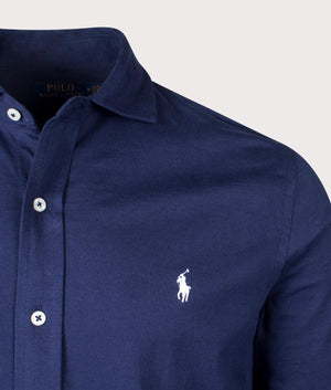 Polo Ralph Lauren Jersey Shirt in Cruise Navy Detail Shot at EQVVS