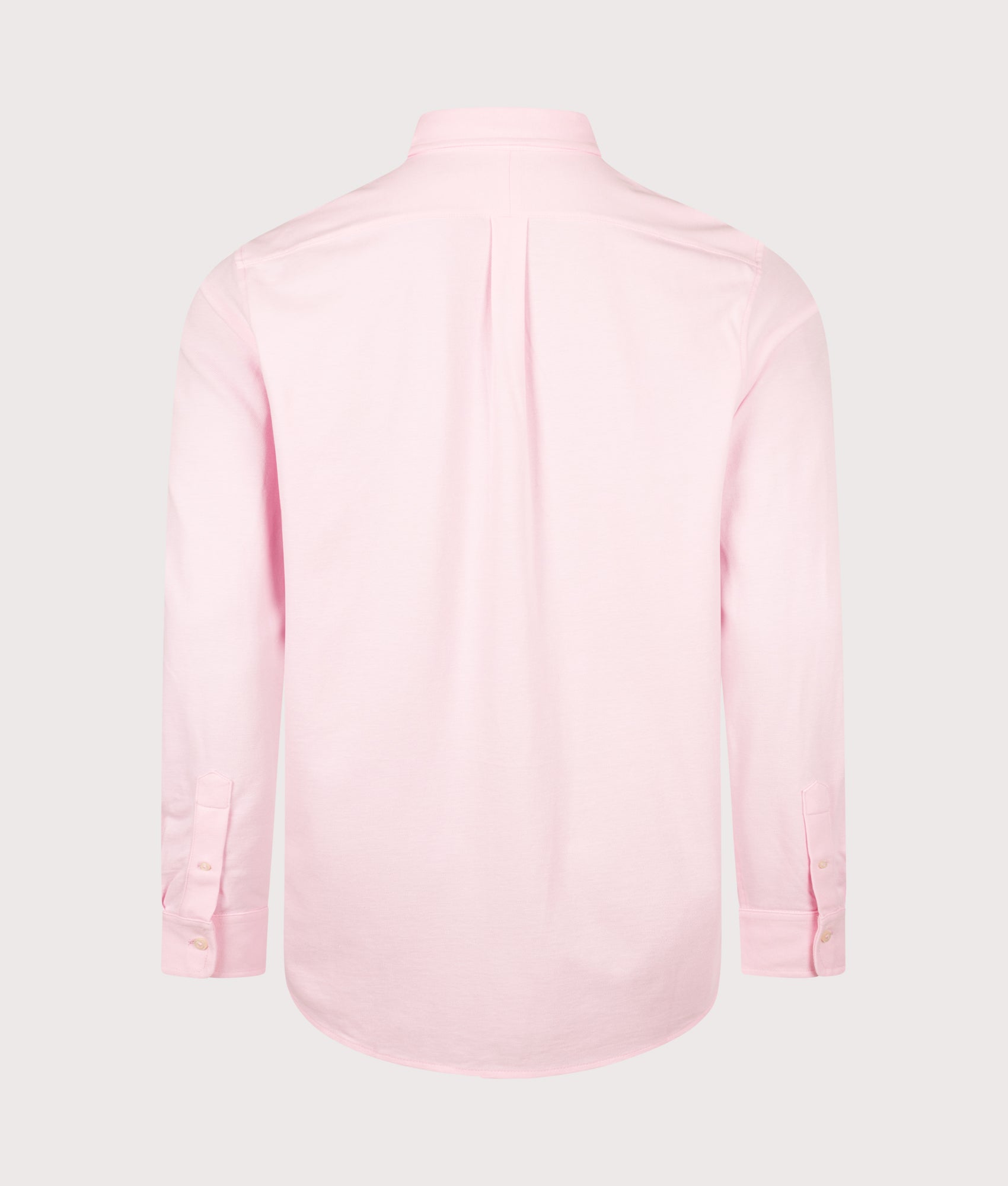 Polo Ralph Lauren Relaxed Fit Featherweight Mesh Shirt in Carmel Pink at EQVVS Menswear. Back shot.