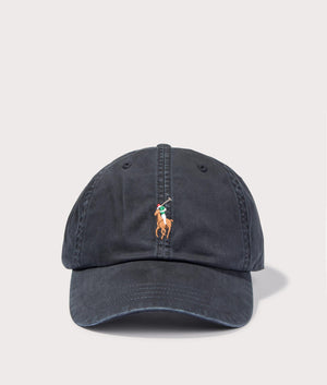Stretch-Cotton Twill Baseball Cap in Polo Black by Polo Ralph Lauren. EQVVS Front Angle Shot.