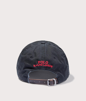  Stretch-Cotton Twill Baseball Cap in Polo Black by Polo Ralph Lauren. EQVVS Back Angle Shot.