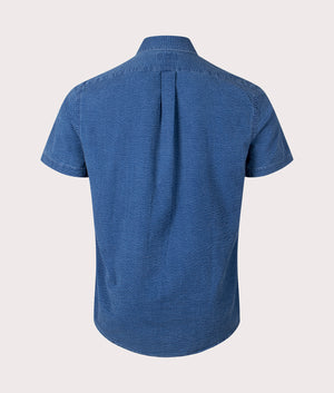 Custom Fit Short Sleeve Lightweight Shirt in Dark Indigo by Polo Ralph Lauren. EQVVS Back Angle Shot.