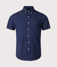 Custom Fit Short Sleeve Seersucker Shirt: 003 Astoria Navy 