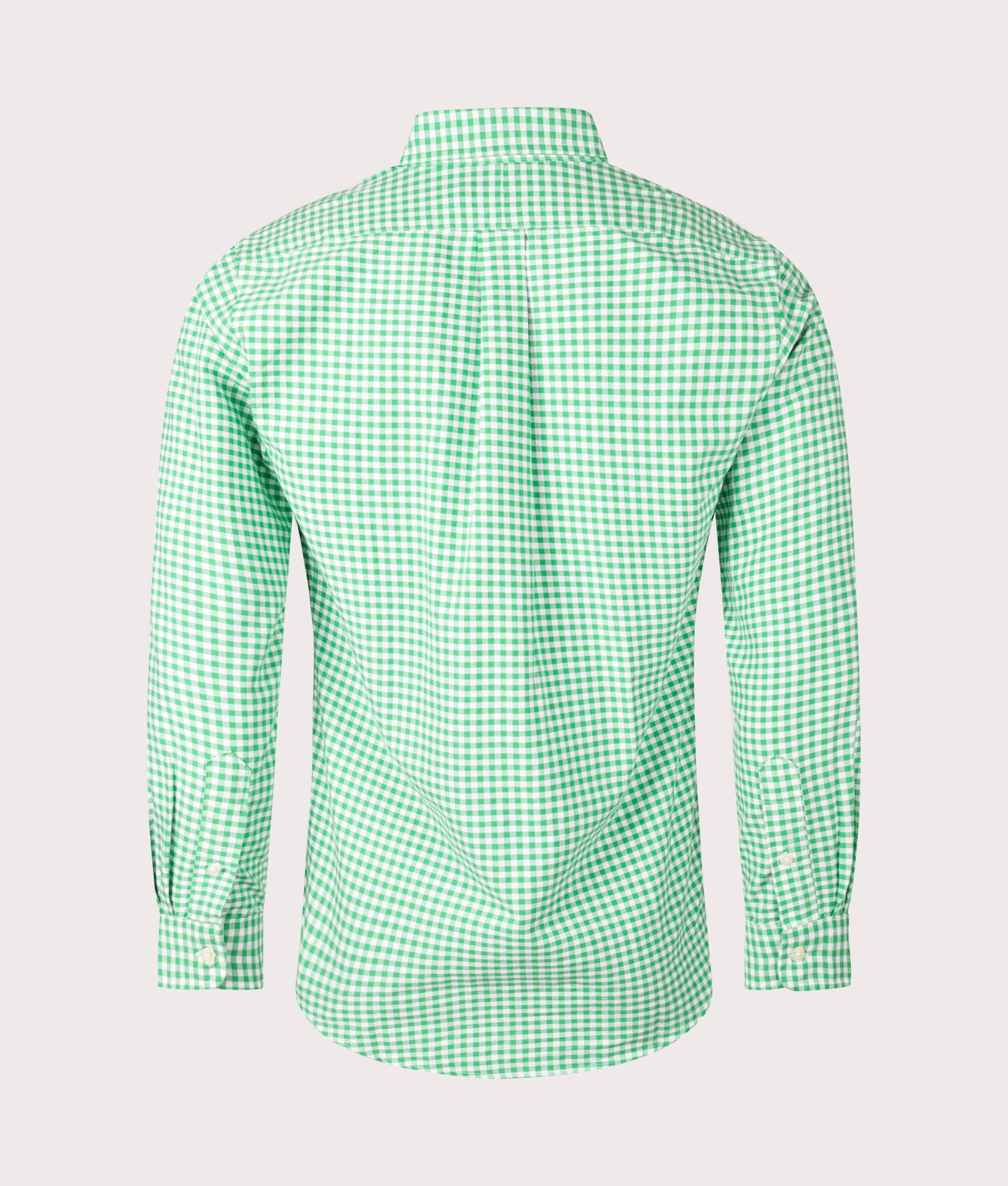 Custom Fit Gingham Oxford Shirt in Summer Emerald and White at EQVVS. Back Shot.