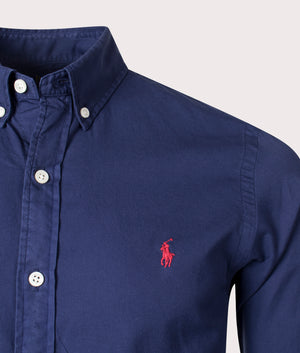 Slim Fit Twill Sports Shirt Navy, Polo Ralph Lauren, EQVVS, Detail