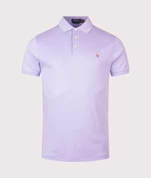 Custom Slim Fit Soft Cotton Polo Shirt by Polo Ralph Lauren in Sky Lavender. Shot by EQVVS. Front shot.